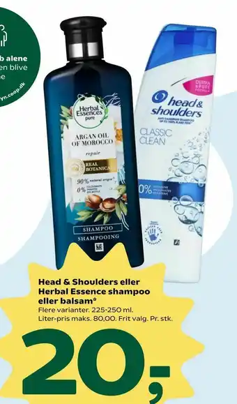 Coop 365 Head & Shoulders eller Herbal Essence shampoo eller balsam tilbud