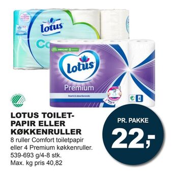 Let-Køb Lotus toilet- papir eller køkkenruller tilbud