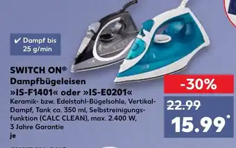Kaufland DE SWITCH ON dampfbügeleisen IS-F1401 oder IS-E0201 tilbud