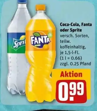 REWE DE Coca Cola ,Fanta oder Sprite 1.5 L tilbud