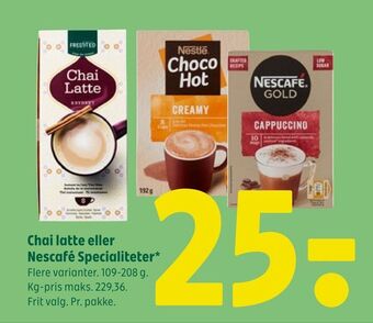 Coop 365 Chai latte eller Nescafé Specialiteter tilbud