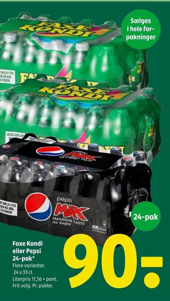 Coop 365 Faxe Kondi eller Pepsi 24-pak tilbud