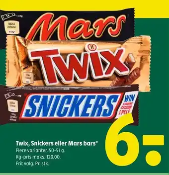 Coop 365 Twix, Snickers eller Mars bars tilbud