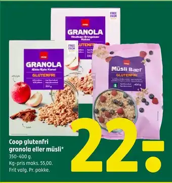 Coop 365 Coop glutenfri granola eller müsli tilbud