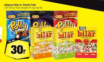 Calle Ahlgrens Bilar el. Cloetta Polly tilbud
