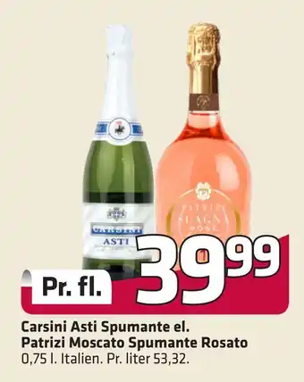 Fleggaard Carsini Asti Spumante el. Patrizi Moscato Spumante Rosato tilbud