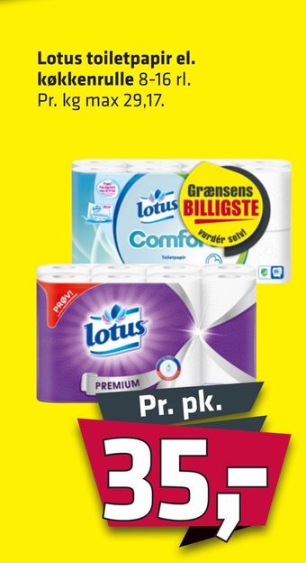 Lotus toiletpapir el. køkkenrulle