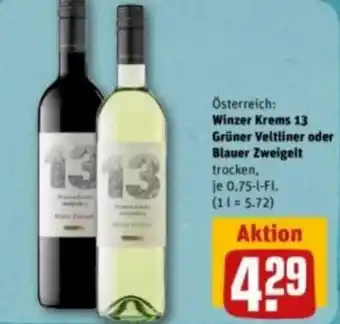 Winzer Krems 13 Grüner Veltliner oder Blauer Zweigelt
