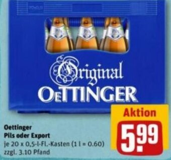 REWE DE Oettinger Pils oder Export tilbud
