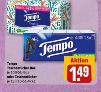 REWE DE Tempo Taschentücher Box oder Taschentücher tilbud