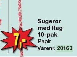 Harald Nyborg Sugerør med flag 10-pak tilbud