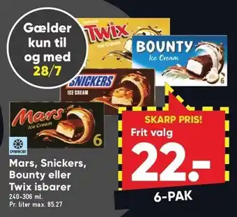 Bilka Mars, Snickers, Bounty el. Twix isbarer tilbud