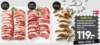 Bilka Danske koteletter, nakkekoteletter el. grillmedister tilbud