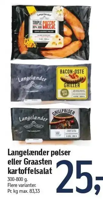 Føtex Langelænder pølser el. graasten kartoffelsalat tilbud