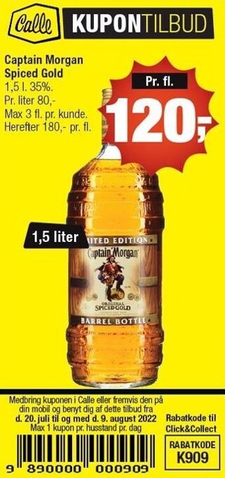 Calle Captain Morgan Spiced Gold tilbud