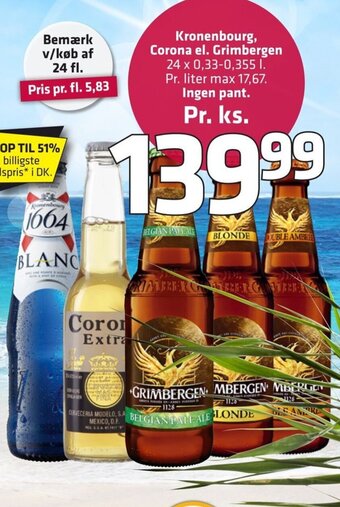 Fleggaard Kronenbourg, Corona el.Grimbergen tilbud