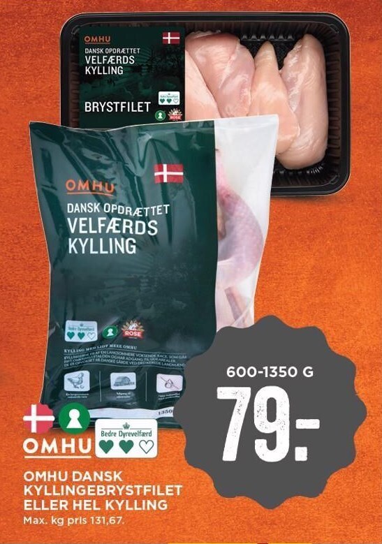 Dansk kyllingebrystfilet el. hel kylling tilbud hos MENY