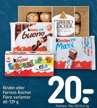REMA 1000 Kinder eller Ferrero Rocher tilbud
