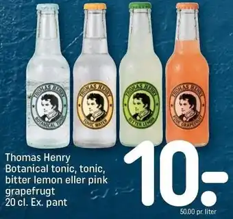 Thomas Henry Botanical tonic, tonic, bitter lemon el. pink grapefrugt