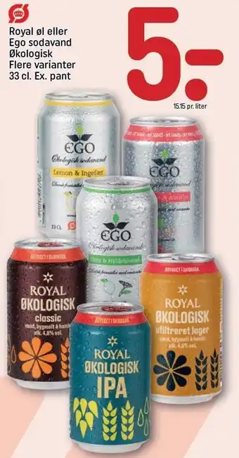 REMA 1000 Royal øl eller Ego sodavand tilbud