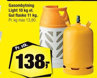 Calle Gasombytning Light 10 kg el. Gul flaske 11 kg. tilbud