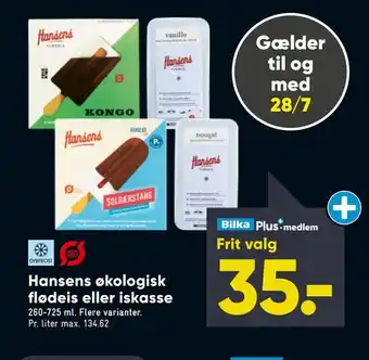 Bilka Hansens økologisk flødeis eller iskasse tilbud