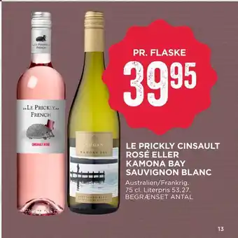 MENY Le prickly cinsault rosé eller kamona bay sauvignon blanc tilbud
