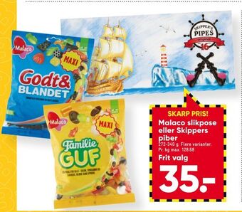 Bilka Malaco slikpose eller Skippers piber tilbud