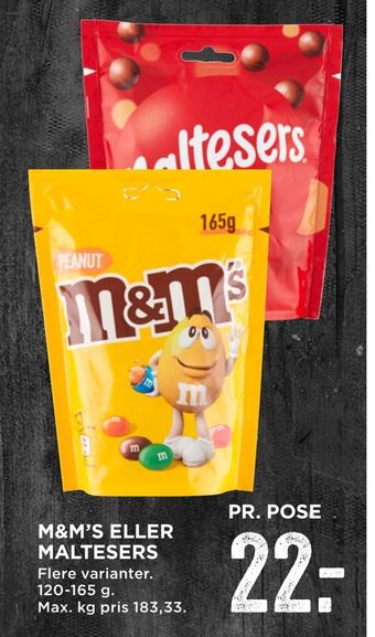 MENY M&m's eller maltesers tilbud