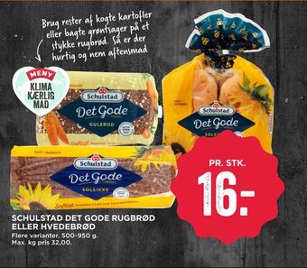 MENY Schulstad det gode rugbrød eller hvedebrød tilbud