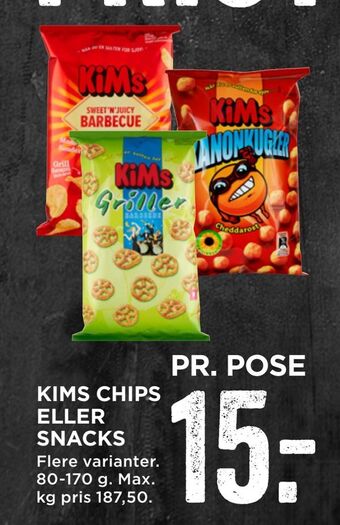 MENY Kims chips eller snacks tilbud