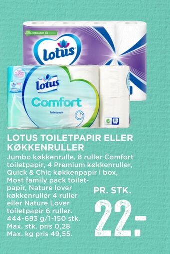MENY Lotus toiletpapir eller køkkenruller tilbud