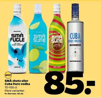 Netto SMÅ shots eller Cuba Pure vodka tilbud