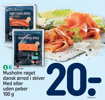 REMA 1000 Musholm røget dansk ørred i skiver Med eller uden peber tilbud