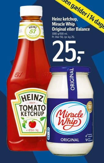Føtex Heinz ketchup, Miracle Whip Original eller Balance tilbud