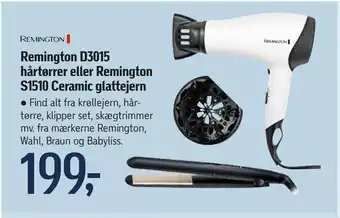 Føtex Remington D3015 hårtørrer eller Remington S1510 Ceramic glattejern tilbud