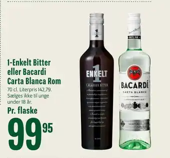 Min Købmand 1-Enkelt Bitter eller Bacardi Carta Blanca Rom tilbud