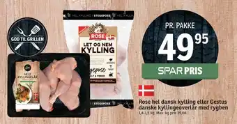 SPAR Rose hel dansk kylling eller Gestus danske kyllingeoverlår med rygben tilbud