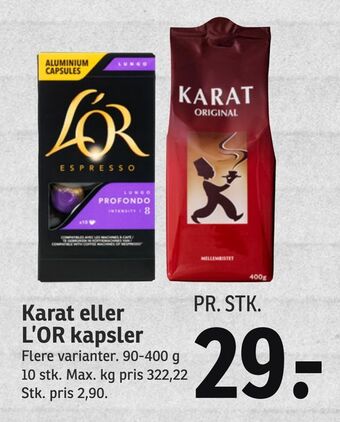 SPAR Karat eller L'OR kapsler tilbud