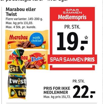 SPAR Marabou eller Twist tilbud