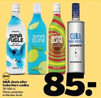Netto Små Shots el. Cuba Pure Vodka tilbud