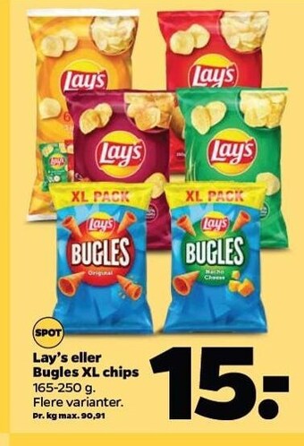 Netto Lay's el. Bugles XL chips tilbud