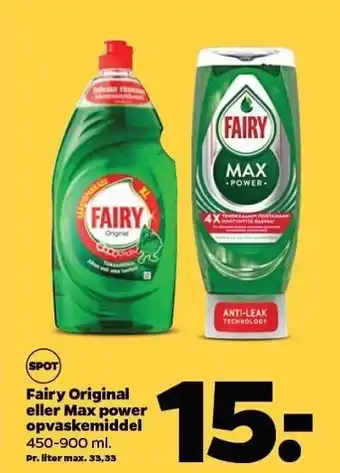 Netto Fairy Original el. Max power opvaskemiddel tilbud