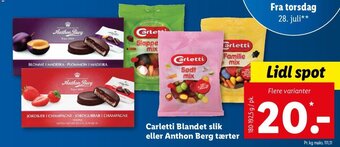 Lidl Carletti Blandet Slik eller Anthon Berg Tærter tilbud