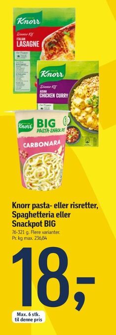 Føtex Knorr pastaretter tilbud