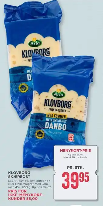 Klovborg skæreost mellemlagret kommen