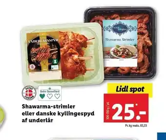 Lidl Shawarma-strimler el. kyllingespyd af underlår tilbud