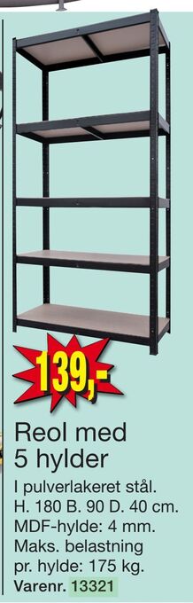 Harald Nyborg Reol med 5 hylder tilbud