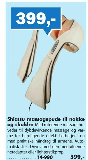 Biltema Shiatsu massagepude til nakke og skuldre tilbud
