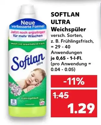 Kaufland Softlan ultra weichspüler tilbud